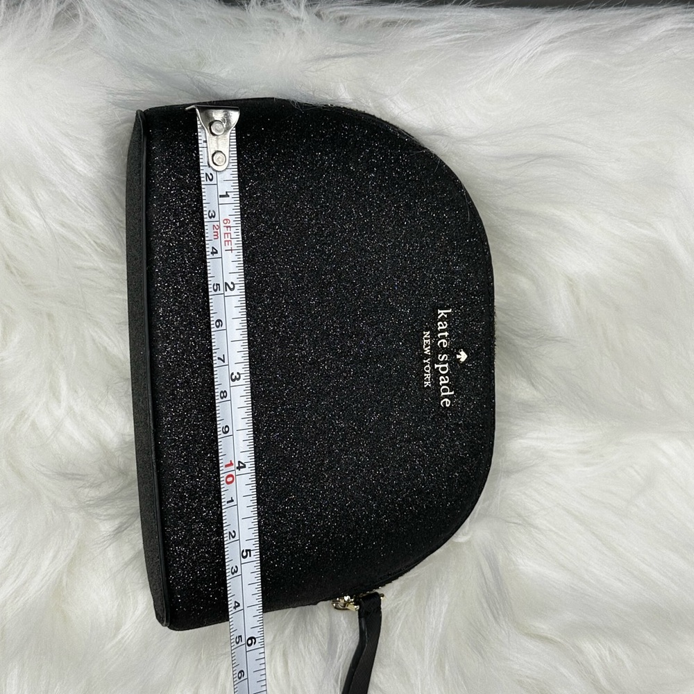 Kate Spade black glitter dome cosmetic pouch with gold logo - Picture 6 of 7
